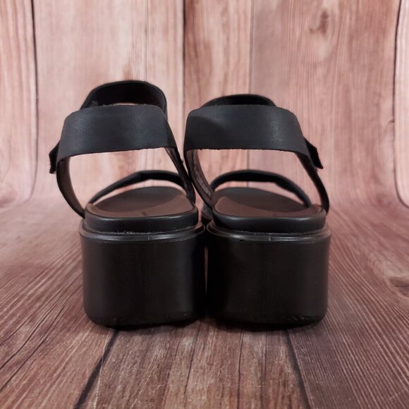 Ecco Flowt LX Womens Size 41 US 10-10.5 Black Strappy Wedge Sandals - Picture 11 of 14